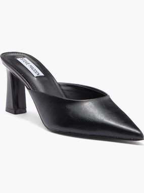 Steve Madden Black Pointed Leather Slip-On Mule